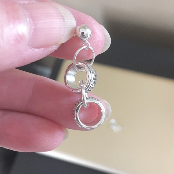 Greek key silver post earrings - Picture 2 of 2